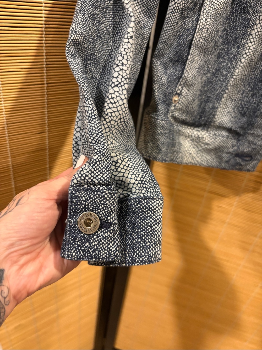 Guess Blue Textured Denim-Style Jacket - Picture 5 of 8